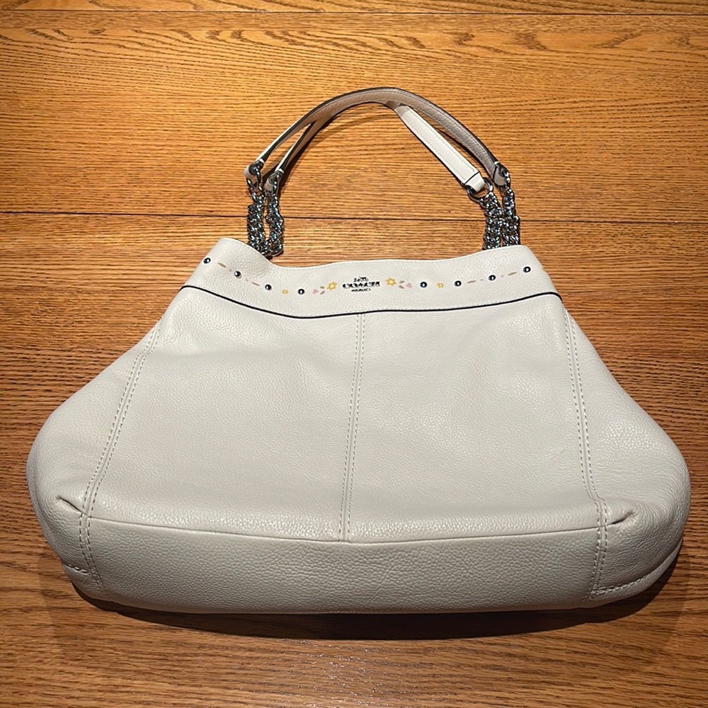 Coach winter white hobo style handbag